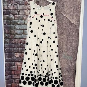 Bonnie Jean White Black Polka Dot Dress Girl’s Size 14